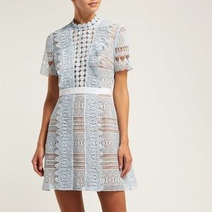Self Portrait Blue Mini Lace Dress NWT